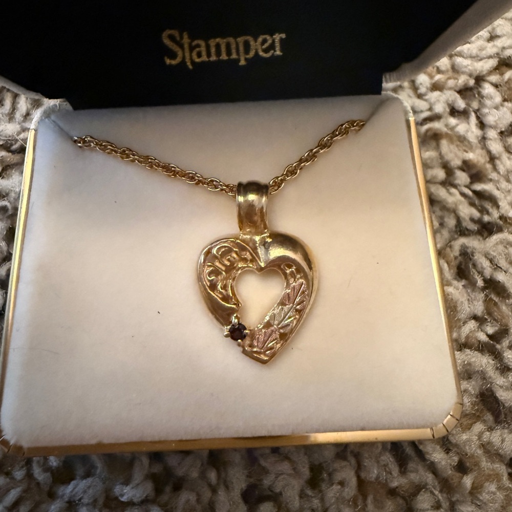 Stamper Gold Heart Necklace with Intricate Detailing